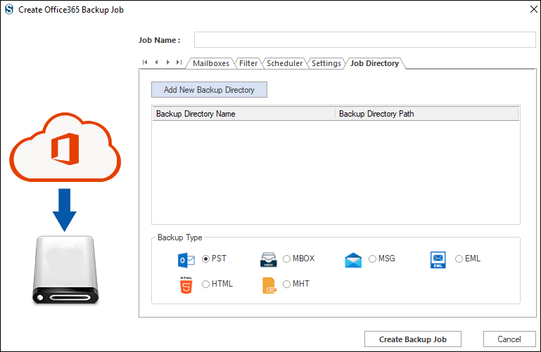 Choose the PST from the file formats option to take Office 365 data backup in the PST.