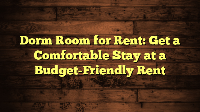 Dorm Room for Rent: Get a Comfortable Stay at a Budget-Friendly Rent
