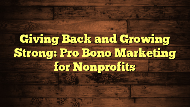 Giving Back and Growing Strong: Pro Bono Marketing for Nonprofits
