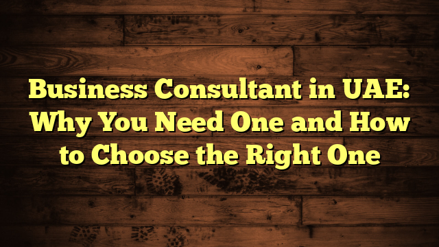 Business Consultant in UAE: Why You Need One and How to Choose the Right One